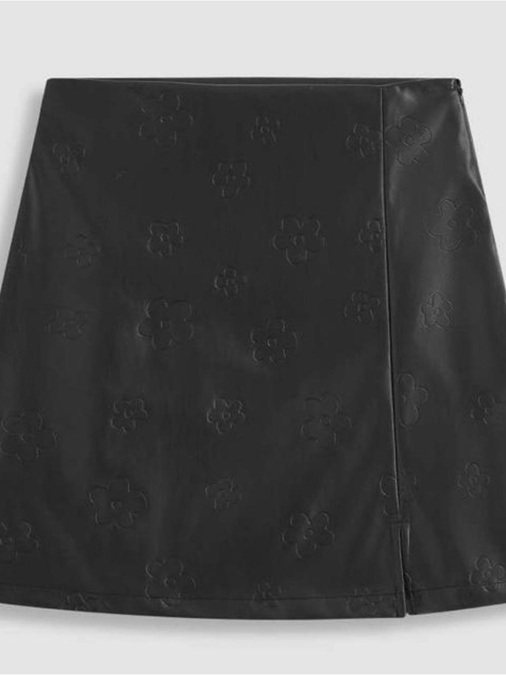 Cider Floral Faux Leather Mini Skirt